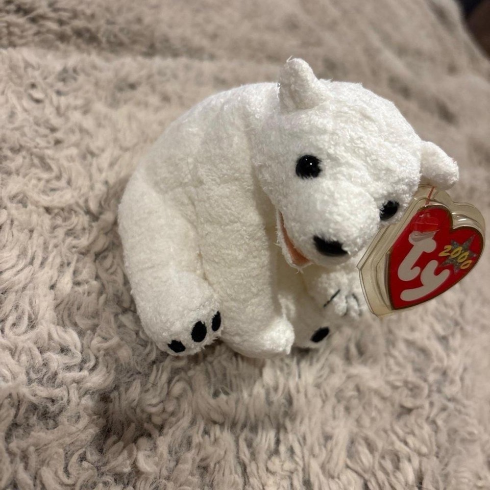 Ty Beanie Baby Aurora Polar Bear Kids Small White Excellent 2000 Hologram Tag